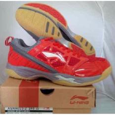 SEPATU LINING THUNDER ASNH023 RED DARK GREY ORIGINAL BADMINTON SHOES MURAH OBRAL DISKON JUAL PERLENGKAPAN OLAHRAGA BULUTANGKIS SURABAYA - ADHA SPORT STORE