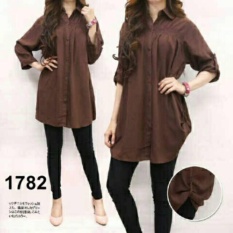 Shoppaholic Shop Kemeja Wanita Jumbo Polos - Coklat Tua / Baju Jumbo / Kemeja Jumbo / Big Size / Baju Jumbo Wanita / Baju Muslim Jumbo / Baju Ukuran Besar / XL / XXL / Baju Muslim