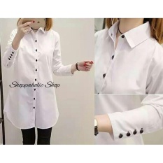 Shoppaholic Shop Tunik Wanita Aqua - Putih / Baju Wanita / Blouse Korea / Atasan Wanita / Baju Formal / Kemeja Wanita / Kemeja Formal / Atasan Muslim / Kemeja Cewek Tunik