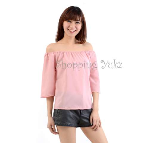 Shopping Yukz Atasan Baju Sabrina Polos Wanita MIRANDA - SALEM / Baju Sabrina Wanita / Baju Sepundak Wanita / Atasan Sabrina Polos / Atasan Sabrina Cewek / Baju Sabrina Remaja / Pakaian Wanita Murah / Sabrina Murah 2