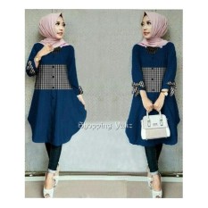 Shopping Yukz Kemeja Tunik Wanita Lengan Panjang PITA - NAVI ( Tanpa Pasmina) / Atasan Muslimah / Kemeja Kerja Wanita / Baju Muslim Wanita / Kemeja Casual Wanita / Atasan Wanita / Tunik Murah / Tunik Kotak