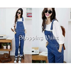 Shopping Yukz Overall Jumpsuit Jeans Wanita Claudi ( Tanpa Inner ) - DARK BLUE / Baju Kodok /Jumpsuit Jeans/ Ripped Jeans
