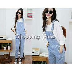 Shopping Yukz Overall Jumpsuit Jeans Wanita Claudi ( Tanpa Inner ) - SOFT BLUE / Baju Kodok /Jumpsuit Jeans/ Ripped Jeans