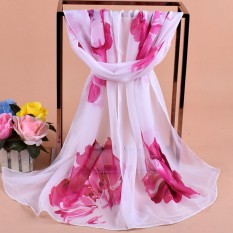 Sifon Lembut Silk Scarf Selendang Kasmir Jilbab Pashima Bandana Elegan Colorful Fashion Sifon Lembut Besar Floral Pattern Silk Scarf Selendang Cashmere Jilbab Pashima Bandana Chiffon Scarf Selendang Pantai Tabir Surya, Nn. Printing Scarf 50*160 Cm-Intl