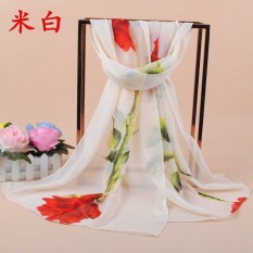 Sifon Lembut Silk Scarf Selendang Kasmir Jilbab Pashima Bandana Gaya Baru Wanita Sutra Chiffon Scarf Flower Bandana Kualitas Cetak Barang Hot Jual Summer Beach Selendang & Wrap M188-Intl