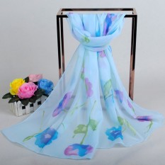 Sifon Lembut Silk Scarf Selendang Kasmir Jilbab Pashima Bandana Populer Women's Fashion Cantik Big Soft Chiffon Floral Pattern Silk Scarf Selendang Kasmir Jilbab Pashima Bandana Chiffon Scarf Selendang Elegan 160 Cm X 50 Cm-Internasional