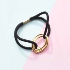 South korean imports of website selling mo love fall into simple metal ring hair band RUBBER band/HEADROPE KFQ1553 (Black)