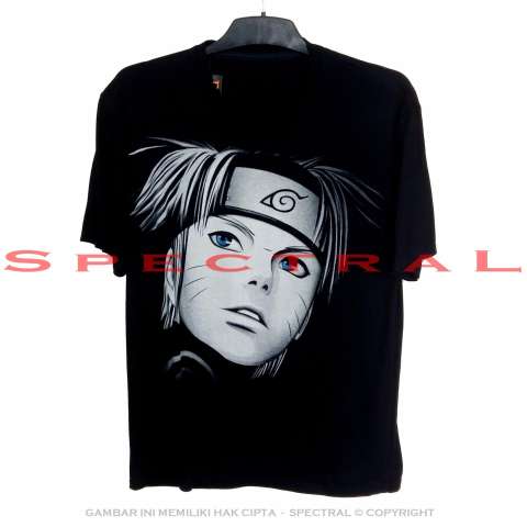 Spectral - Kaos Distro T-Shirt Distro Fashion Soft Rayon Viscose Spandex Kaos Pria Kaos Fashion Baju Distro T - Shirt Gambar BW HITAM PUTIH WAJAH NARUTO Sage Sennin Anime Superhero Jagoan Atasan Pria Simple Keren Pakaian – Kaos Hitam 2