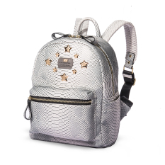 STARBAGS Korea Fashion Style Spiked Siswa Sekolah Menengah Tas Ransel Tas Ransel (Abu-abu Pola Kulit Ular)