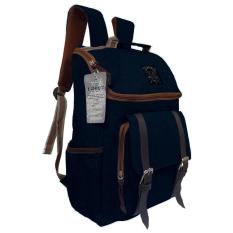 Tas Backpack Pria Wanita Kanvas / Punggung / Ransel Kuliah / Korean Bag LLC7202 - Black