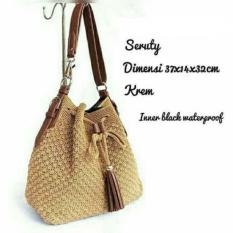 Tas Rajut Wanita Serut Bahan Nilon Murah Berkualitas Handmade Asli Jogja
