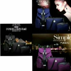 TAS RANSEL 3-IN-1 8831P BACKPACK SET FASHION BAG IMPOR WANITA SEKOLAH