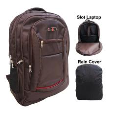 Tas Ransel Punggung Kantor Kerja Sekolah Murah Awet Model Polo Coklat