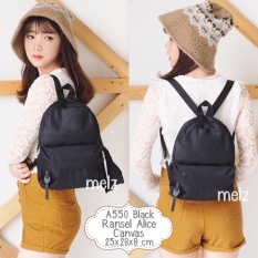 Tas Ransel Wanita / Tas Ransel Kanvas / Tas Sekolah / Tas Anak / Tas Wanita / Alice Bag - Hitam