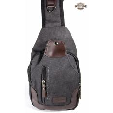 Tas Selempang Body Bag Denim Kanvas - Cokelat