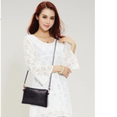 Tas Selempang kulit Wanita Motif Crocodile -hitam