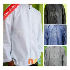 Terbaru! Baju Koko Pria Muslim Dewasa Tangan Panjang - Putih Polos