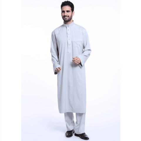 TF Muslim Arab Timur Tengah Mens Robe Set (Abu-abu)-Intl 1