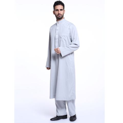 TF Muslim Arab Timur Tengah Mens Robe Set (Abu-abu)-Intl 3