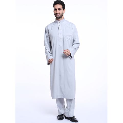 TF Muslim Arab Timur Tengah Mens Robe Set (Abu-abu)-Intl 2