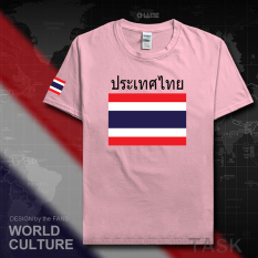 Thailand Baju Seragam Tim Katun Baju Sepak Bola T-shirt Baju Bola Penggemar Bola (Lengan pendek cahaya merah muda hitam kata)
