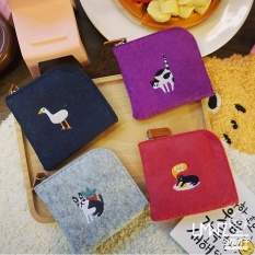 The embroidery that is Japanese-style to revive old customs an original night lovely animal student short style of purse lovers men and women the small delightfully fresh coin wrap card to wrap - intl