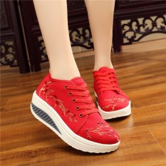 Musim Semi 2018 Langkah Caichun Mei Menggelengkan Sepatu Nyaman Semua-Cocok Ultra Ringan PU Bawah Women's Bordir sepatu Bunga Modis Gaya Tradisional Moderen Budaya Asia Murni Katun Wanita Wanita Perempuan Kanvas-Internasional