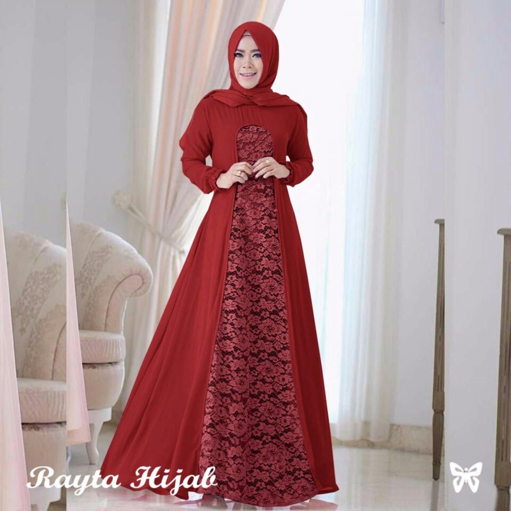 Baju muslim & Jumpsuit - Dress wanita - Gamis pesta - Baju gamis - Gamis wanita - Baju muslim wanita terbaru promo - Maxi kombi brukat - Pakaian wanita tradisional
