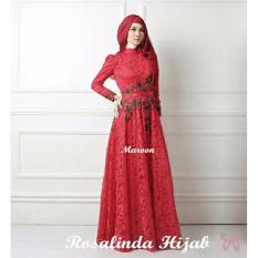 Trend Baju - Maxi Brukat Lapis Furing Bordir Uk L - Red