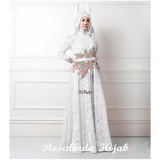 Trend Baju - Maxi Brukat Lapis Furing Bordir Uk L - White