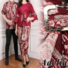 UC Kemeja Batik Pria Couple / Gamis Muslim / Kebaya Dress Wanita / Set Muslimah Pesta Kondangan (eliaad) AK - Maroon