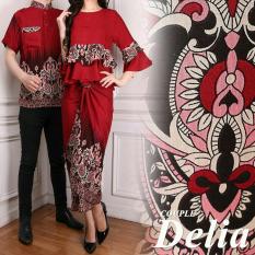UC Kemeja Pria Traditional Couple / Gamis Muslim / Kebaya Dress Wanita Batik Pasangan/ Set Muslim (liade) AK - Maroon D2C
