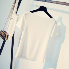 Korea Fashion Style Sutra Es Warna Musim Semi Semi Musim Semi Yang Baju Dalaman Atasan (Putih)