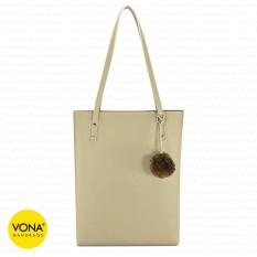VONA Abby - Tas Bahu Wanita Tote Pompom Bulu Shoulder Bag Pom pom Sekolah Kerja Handbag Gendong Remaja Cewek Tali Zipper Murah Korean Style Fashion Buatan Bali Indonesia Kulit Imitasi Sintetis PU Faux Leather Best Seller New Arrival Baru Terbaru Branded