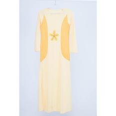 Gamis Wanita Maxi Lengan Panjang Motif Flower Vsyen 6586- Brokat + Kain Wafer