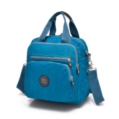 Tas Wanita Nilon Tahan Air Beberapa Kantong Ritsleting Solidshoulder Tas Ransel-Intl