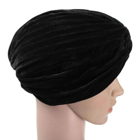 Wanita Indian Beludru Turban Cap Kepala Hat Wrap Band Rambut Cover Headban Hitam-Intl 1