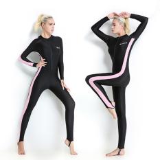 Wanita Lengan Panjang Wetsuit Swimwear Diving Suit Spring Full Body Swimsuit (Pink)-Intl