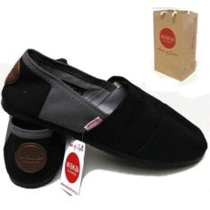 yersi store Sepatu unisex pria dan wanita wakai abu hitam, sepatu wakai pria slip on loafer sepatu wanita wakai