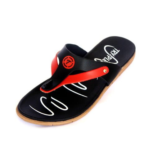 Yutaka Sandal Strappy - Hitam-Merah - Triple