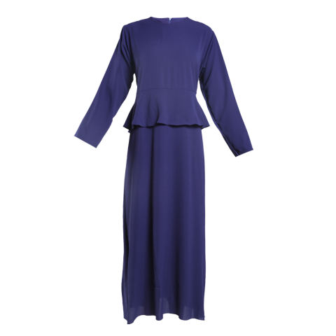 Zada Gamis Maxi Dress Peplum Dan Ruffle - Navy 4