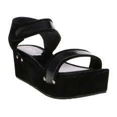 Zada Peeptoe Wedges - Hitam