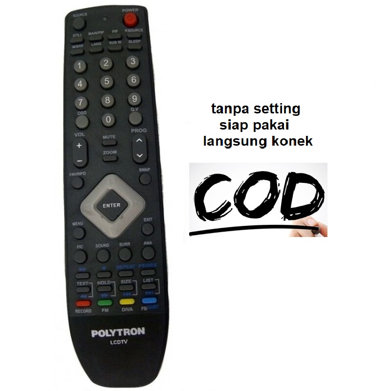 Remot Remote Tv Polytron Led Lcd Tanpa Setting Langsung Pakai Remot