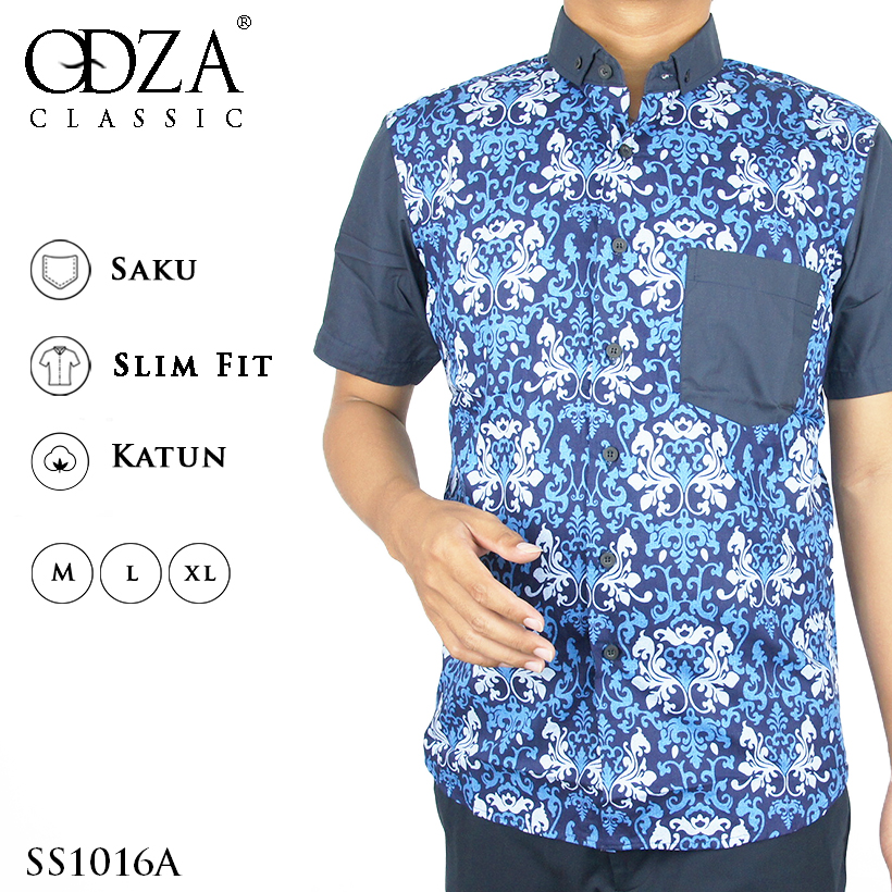 Odza Classic Kemeja Batik Slimfit Modern Pria Lengan Pendek Eftabotmene