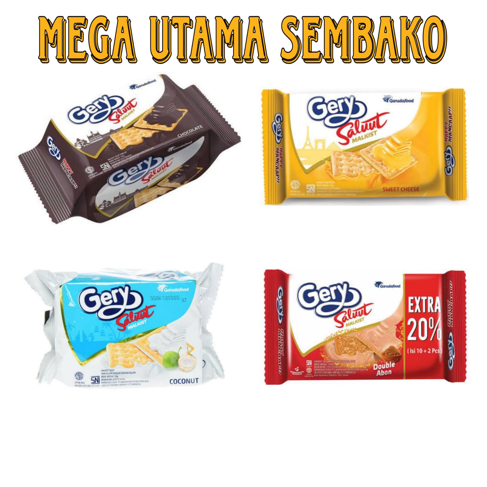 Gery Saluut Malkis Coklat Sweet Cheese Dobel Abon Coconut Premium Kotak