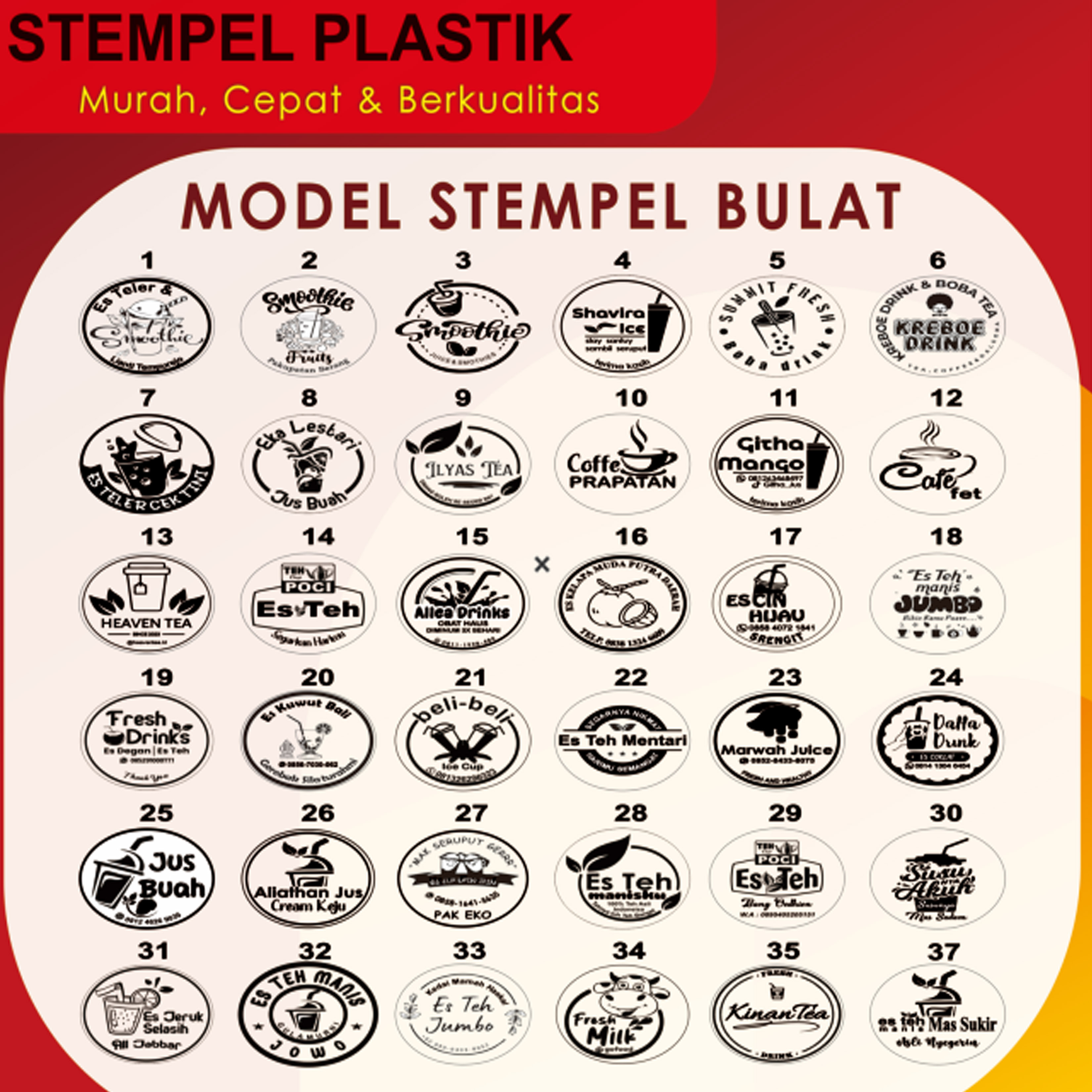 Stempel Plastik Kemasan Packing Stempel Cup Plastik Stempel