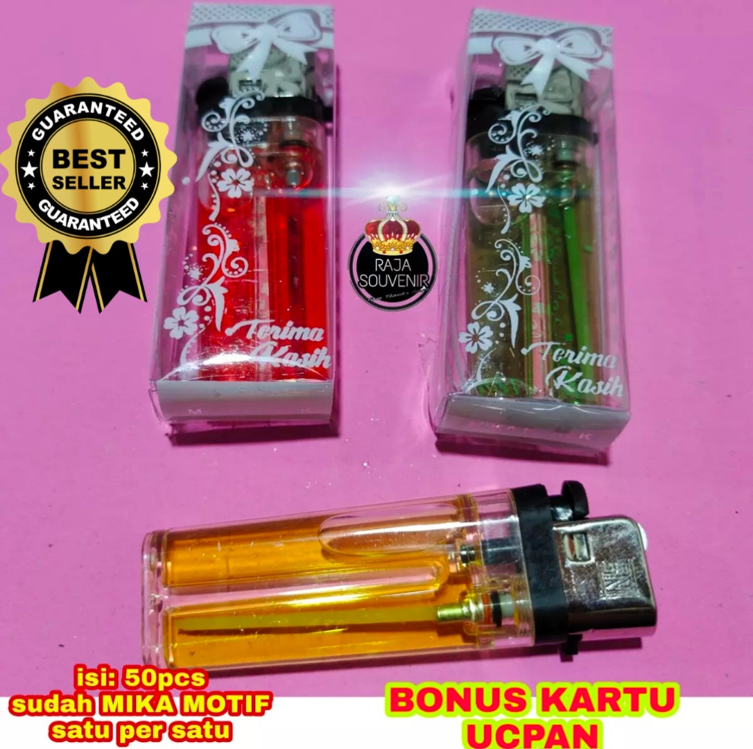 RAJA SOUVENIR Isi 50pcs KOREK API KOREK GAS KEMAS MIKA MOTIF