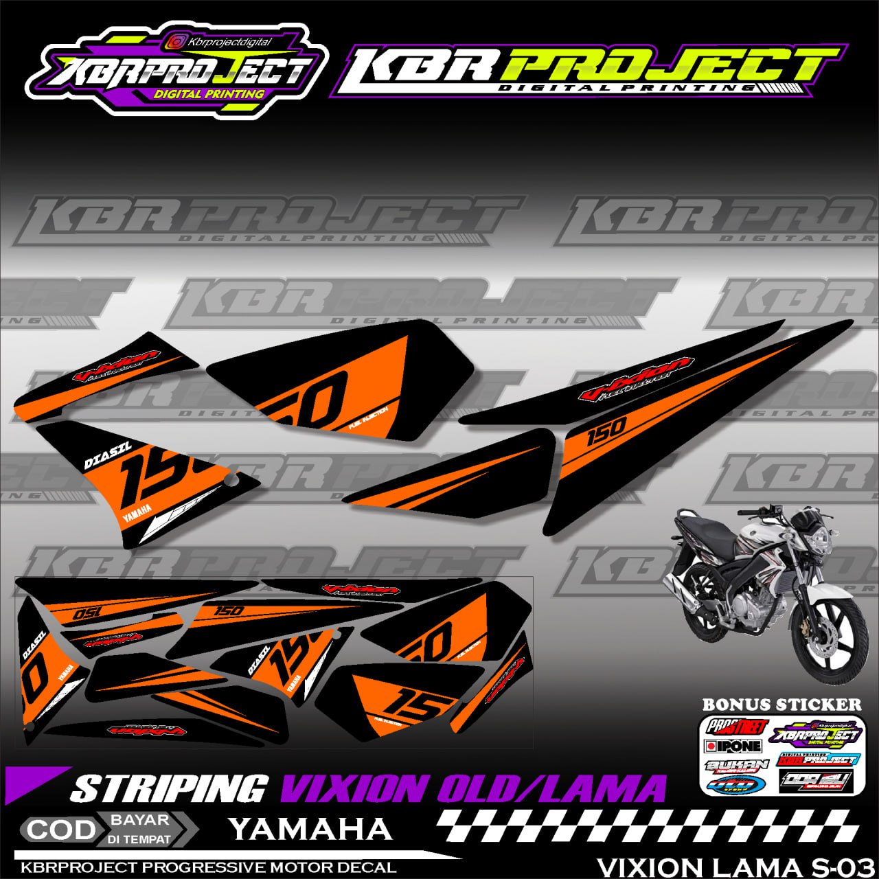 Vixion Old Lama Stiker Striping Premium Motor Keren Lis