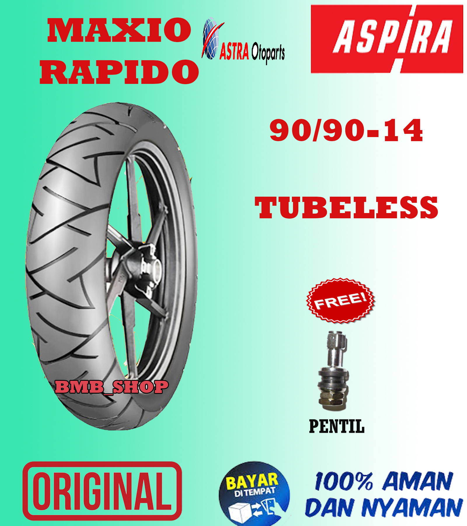 Ban Luar Aspira Maxio Rapido Ring Tubeless Original Untuk