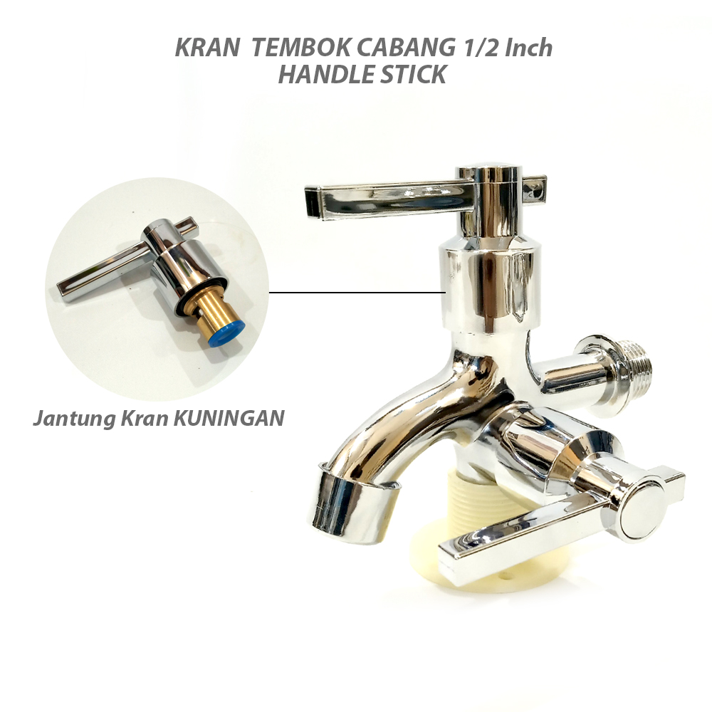 Kran Cabang Kran Air Double Dua Shower Inch Kran Bathroom Stainless